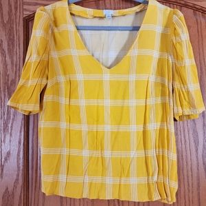 Yellow checked blouse Size L